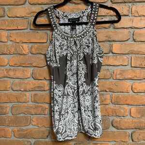 INC International Concepts Top women's Small Green Embellished Sleeveless Blouse